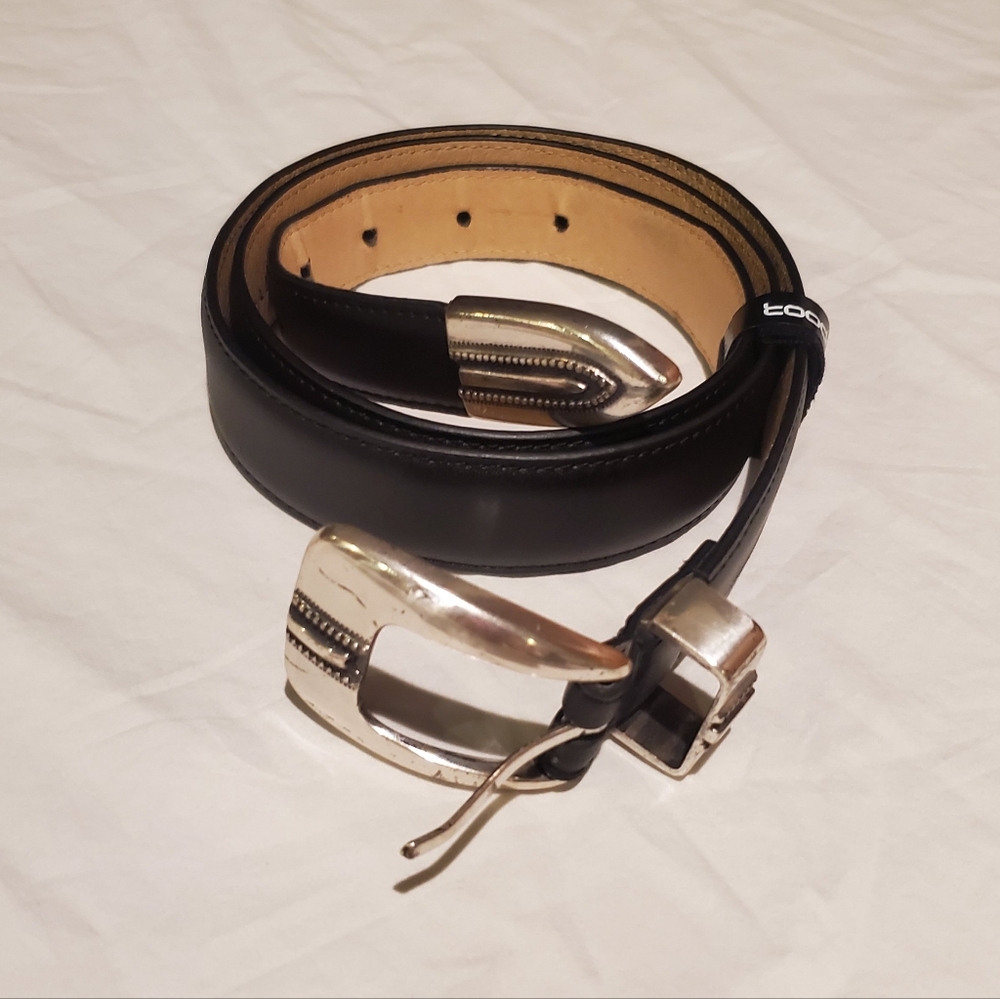 Silpada black leather belt silver